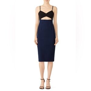 Jill Stuart Midnight Cutout Sheath Midi Dress